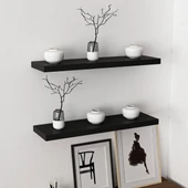 Minar Gizli Raf Tutuculu 2Li D.Rafı 80Cm-M.Siyah thumbnail 2