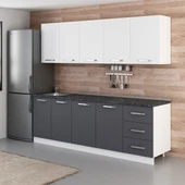 Minar 240 Cm Mutfak Dolabı Beyaz Antrasit 240-A1 thumbnail 3