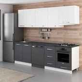 Minar 255 Cm Mutfak Dolabı Beyaz Antrasit 255-A13 thumbnail 5