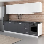 Minar 300 Cm Mutfak Dolabı Beyaz Antrasit 300-A6 thumbnail 5