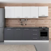 Minar 270 Cm Mutfak Dolabı Beyaz Antrasit 270-A5 thumbnail 1