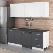 Minar 220 Cm Mutfak Dolabı Beyaz Antrasit 220-A12 thumbnail 5