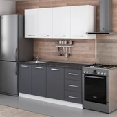 Minar 185 Cm Mutfak Dolabı Beyaz Antrasit 185-A1 thumbnail 5