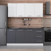 Minar 185 Cm Mutfak Dolabı Beyaz Antrasit 185-A1 thumbnail 1