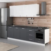 Minar 270 Cm Mutfak Dolabı Beyaz Antrasit 270-A3 thumbnail 5