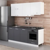 Minar 200 Cm Mutfak Dolabı Beyaz Antrasit 200-A8 thumbnail 5