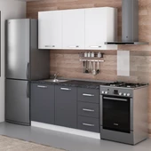 Minar 155 Cm Mutfak Dolabı Beyaz Antrasit 155-A1 thumbnail 5