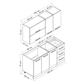 Minar 160 Cm Mutfak Dolabı Beyaz Antrasit 160-A2 thumbnail 8