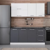 Minar 180 Cm Mutfak Dolabı Beyaz Antrasit 180-A2 thumbnail 1