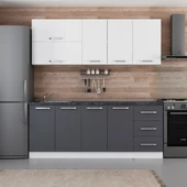 Minar 205 Cm Mutfak Dolabı Beyaz Antrasit 205-A2 thumbnail 1