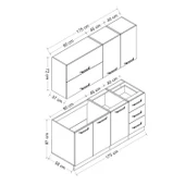 Minar 175 Cm Mutfak Dolabı Beyaz Antrasit 175-A2 - 8