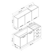Minar 180 Cm Mutfak Dolabı Beyaz Antrasit 180-A1 thumbnail 8