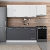 Minar 235 Cm Mutfak Dolabı Beyaz Antrasit 235-A7 thumbnail 1