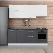 Minar 210 Cm Mutfak Dolabı Beyaz Antrasit 210-A5 thumbnail 1