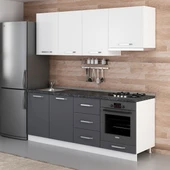 Minar 210 Cm Mutfak Dolabı Beyaz Antrasit 210-A8 thumbnail 3