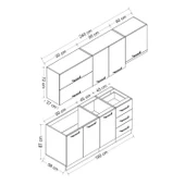 Minar 240 Cm Mutfak Dolabı Beyaz Antrasit 240-A5 thumbnail 8