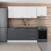 Minar 240 Cm Mutfak Dolabı Beyaz Antrasit 240-A8 thumbnail 1