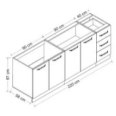 Minar 220 Cm Mutfak Dolabı Beyaz Antrasit 220-A3 thumbnail 8