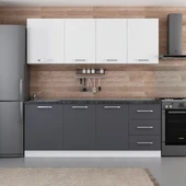 Minar 210 Cm Mutfak Dolabı Beyaz Antrasit 210-A1 thumbnail 1