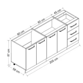 Minar 205 Cm Mutfak Dolabı Beyaz Antrasit 205-A1 thumbnail 8