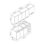 Minar 220 Cm Mutfak Dolabı Beyaz Antrasit 220-A5 thumbnail 8