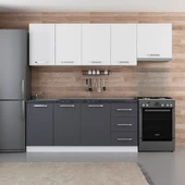 Minar 245 Cm Mutfak Dolabı Beyaz Antrasit 245-A8 thumbnail 1