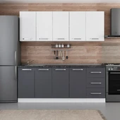 Minar 205 Cm Mutfak Dolabı Beyaz Antrasit 205-A1 thumbnail 1