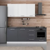 Minar 215 Cm Mutfak Dolabı Beyaz Antrasit 215-A3 thumbnail 1