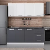 Minar 190 Cm Mutfak Dolabı Beyaz Antrasit 190-A1 thumbnail 1