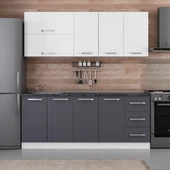 Minar 200 Cm Mutfak Dolabı Beyaz Antrasit 200-A1 thumbnail 1