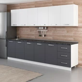 Minar 300 Cm Mutfak Dolabı Beyaz Antrasit 300-A2 thumbnail 5