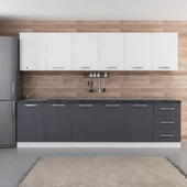 Minar 300 Cm Mutfak Dolabı Beyaz Antrasit 300-A2 thumbnail 1