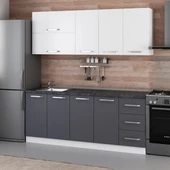 Minar 200 Cm Mutfak Dolabı Beyaz Antrasit 200-A1 thumbnail 3