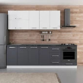 Minar 260 Cm Mutfak Dolabı Beyaz Antrasit 260-A3 thumbnail 1