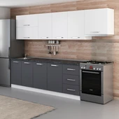 Minar 300 Cm Mutfak Dolabı Beyaz Antrasit 300-A8 thumbnail 5