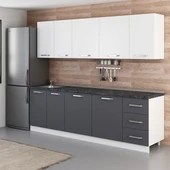 Minar 255 Cm Mutfak Dolabı Beyaz Antrasit 255-A1 thumbnail 5