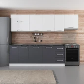 Minar 290 Cm Mutfak Dolabı Beyaz Antrasit 290-A7 thumbnail 1