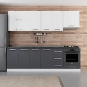 Minar 260 Cm Mutfak Dolabı Beyaz Antrasit 260-A5 thumbnail 1