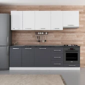 Minar 255 Cm Mutfak Dolabı Beyaz Antrasit 255-A5 thumbnail 1