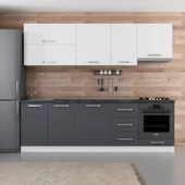 Minar 255 Cm Mutfak Dolabı Beyaz Antrasit 255-A8 thumbnail 1