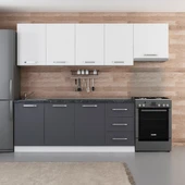 Minar 260 Cm Mutfak Dolabı Beyaz Antrasit 260-A7 thumbnail 1