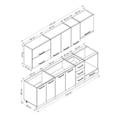 Minar 270 Cm Mutfak Dolabı Beyaz Antrasit 270-A8 thumbnail 8