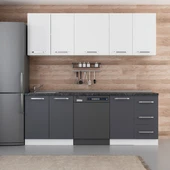 Minar 220 Cm Mutfak Dolabı Beyaz Antrasit 220-A11 thumbnail 1