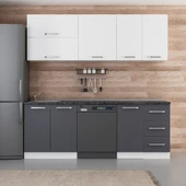 Minar 220 Cm Mutfak Dolabı Beyaz Antrasit 220-A10 thumbnail 1