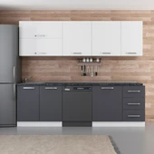 Minar 255 Cm Mutfak Dolabı Beyaz Antrasit 255-A10 thumbnail 1