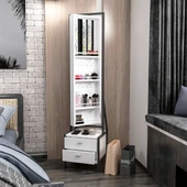 Minar Elegante Aynalı Takı Dolabı-Beyaz - 5