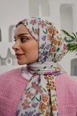 Afvente Çiçek Desen Pembe Soft Pamuk Şal thumbnail 5