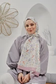 Afvente Çiçek Desen Krem Soft Pamuk Şal - 5