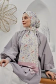 Afvente Çiçek Desen Krem Soft Pamuk Şal - 1