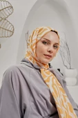 Afvente Soyut Desen Sarı Soft Pamuk Şal thumbnail 4